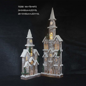 Led thắp sáng bằng gỗ Nhà thờ nhà cho trang trí Giáng sinh làng <span class=keywords><strong>lemax</strong></span> với đèn bán buôn nhà máy trực tiếp - Product Image 3