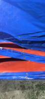 Bâche PE unie bleue et orange, anti-UV, résistante à l'eau, anti-âge, avec œillets, pour fabricants