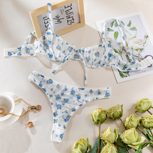 Nieuwe Super Dunne Kant Sexy Ondergoed T Broek Satijn Stiksel Perspectief Verleiding Sexy Bh Set <span class=keywords><strong>2</strong></span> Stuks Lingerie - Product Image 5