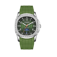 Montre mécanique pour homme avec cadran texturé en forme de boule de saumon, phase de lune, date, étanche 5ATM, bracelet en maille noire en silicone et caoutchouc