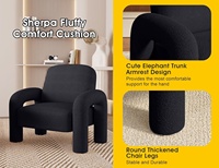 Chaise d'appoint moderne Sherpa Chaise de loisirs de lecture moelleuse simple et confortable pour salon et chambres à coucher (Noir)