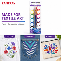 Peinture textile douce facile à appliquer en 12 couleurs pour vêtements, à appliquer au pinceau, fournitures artistiques emballées dans un sac en tissu pour l'art sur chaussettes et les projets d'artisanat