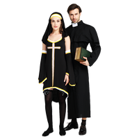 Costume de nonne pour femmes, tenue religieuse classique pour Halloween, fête costumée, performance scénique