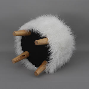 Özelleştirilmiş modern taklit kürk fantezi osmanlı puf ahşap bacaklar rahat oturma odası - Product Image 6