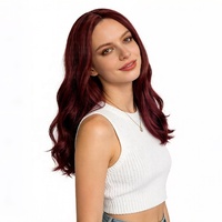 Perruque synthétique ondulée moyenne en fibre haute température, boucles lâches, raie au milieu, sans frange, 3 couleurs, unisexe, réglable, résistante à la chaleur 1