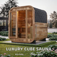 Luxe Jardin Arrière-Cour Cèdre Rouge Canadien Panoramique Verre 2 4 Personnes Bois Infrarouge Lointai Villa Extérieur Cube Sauna
