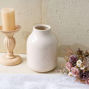 Vase en céramique CallaFloral, beige glacé, style nordique, décoration de table, arrangeur de fleurs pour salle à manger HQ01073 - Product Image 1