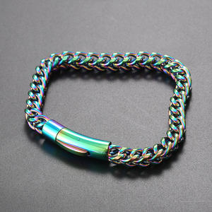 Pulseras de cadena de cable de <span class=keywords><strong>quilla</strong></span> de 6mm de acero inoxidable Hip Hop diseño individualizado para Hombres estilo callejero - Product Image 3