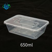 Vente en gros Récipient alimentaire à emporter jetable de 650ml Boîte à lunch en plastique Préparation de repas avec couvercle