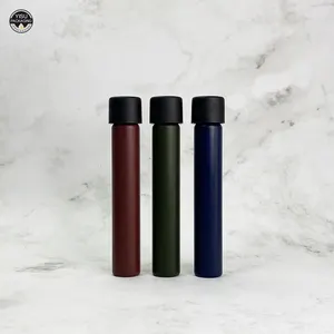 Tube roulé de 116mm 125mm King Size personnalisé pré-emballage avec tube de verre avec logo Flacons en verre à l'épreuve des enfants avec couvercles Cr