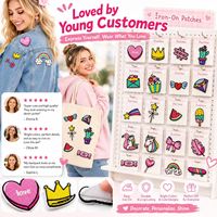 En gros Patchs brodés thermocollants et à coudre Kawaii Licorne Arc-en-ciel Cœur Couronne Cupcake Bonbon Cactus Nœud