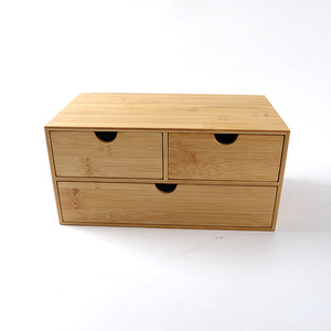Bamboo <b>storage</b> <b>box</b>, three-<b>drawer</b> organizer, multi-layer <b>drawer</b> type, office <b>storage</b> cabinet organizer. Order now! - Product Image 1