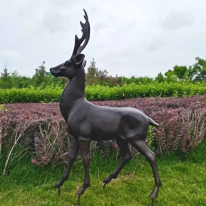 High Quality Garden Outdoor Decoration Long Horn Elk Bronze Deer bronze animal sculpture