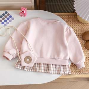 <span class=keywords><strong>Robe</strong></span> <span class=keywords><strong>sweat</strong></span>-shirt décontractée en laine peignée respirante pour filles, haut pour petite fille avec motif à carreaux, fleurs et dessins animés, vêtements pour filles - Product Image 6