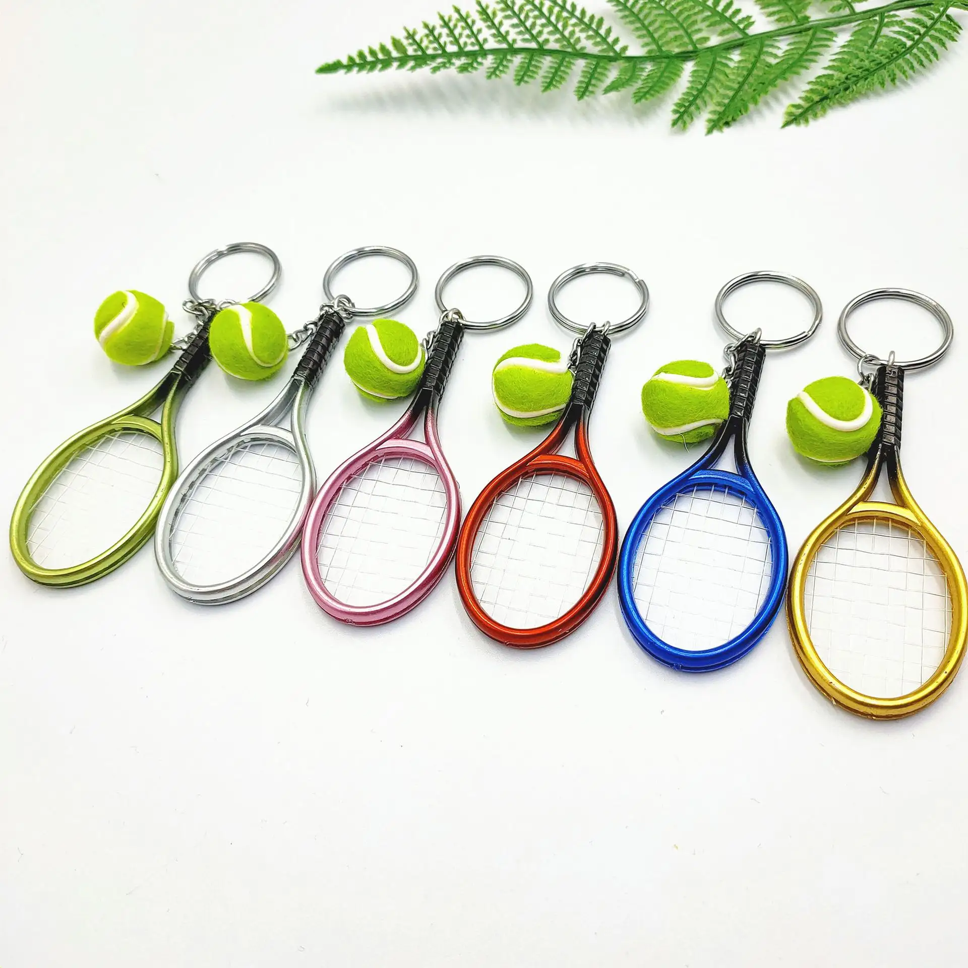 Wholesale Small Tennis Ball Keychains Creative Tennis Keychain Promotional Gift Pendant Bag Key Ring