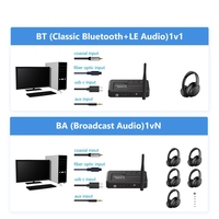 LE Audio Bluetooth 5.4 Audio-Sender für TV-Kopfhörer mit Aptx Verlustfreiem Auracast LC3 für Gaming, Fernsehen und Musikgenuss