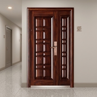 Pintu Eksterior Yonking Anti-maling, Pintu Keamanan Depan Baja-Kayu untuk Rumah, Apartemen, dan Bangunan Hunian