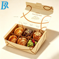 Boîte à croissants pliable de qualité alimentaire avec insert séparateur, 6 compartiments, en papier, pour pâtisserie, boulangerie, emballage à emporter pour café
