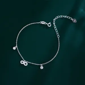 Bijoux de fête pour femmes, bracelet à maillons épais en argent sterling S925 <span class=keywords><strong>avec</strong></span> symbole de l'infini et pierres en zircon blanc - Product Image 2
