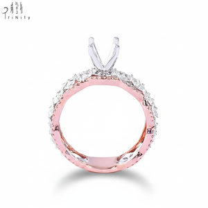 Exclusive <b>Two</b> Color Hollow Out Design 18K Solid Gold Real Natural Diamond Semi Mount Setting Engagement <b>Ring</b> For Women's Wedding - Product Image 5