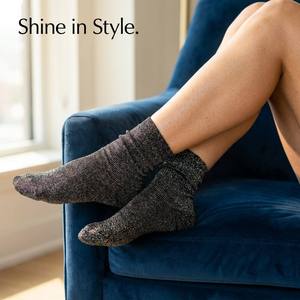 Calcetines de moda al por mayor para mujer, con purpurina, metálicos, brillantes, dorados, plateados, con hilo de lurex, estilo holgado, de punto, para uso diario - Product Image 6