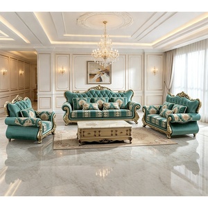 Set di Divani Sezionali di Lusso in Stile Francese, 1 2 3 Posti, Arredamento per Villa, <span class=keywords><strong>Legno</strong></span> Massello Intagliato, Divani Classici Vintage per <span class=keywords><strong>Soggiorno</strong></span> - Product Image 2