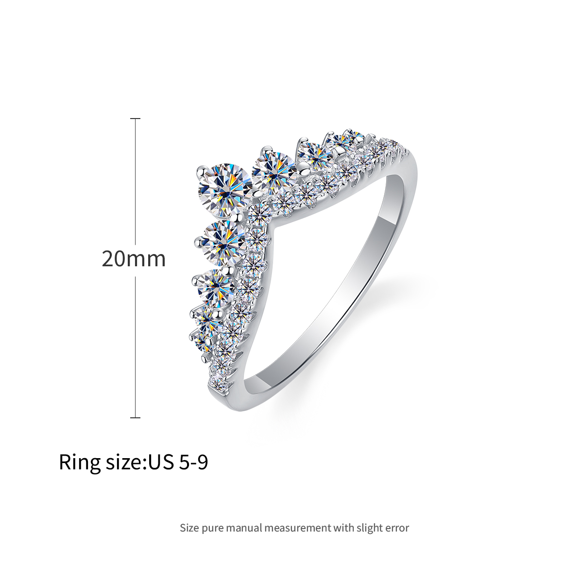 anello con corona di moissanite