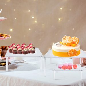 Supports à gâteaux en acrylique réutilisables, personnalisables en usine, 3 pièces, écologiques, durables, design moderne pour anniversaire, Saint-Valentin, bébé - Product Image 6