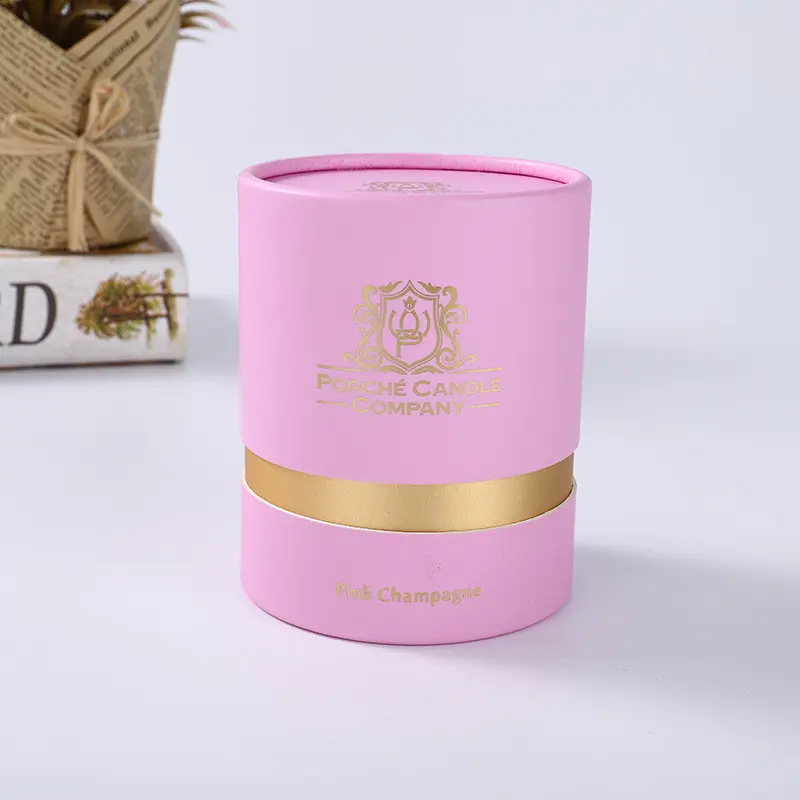 Empty Kraft Custom Paper Tube Packaging Box Pink Black Cylinder Luxury Paper Round Tube Box For Candles