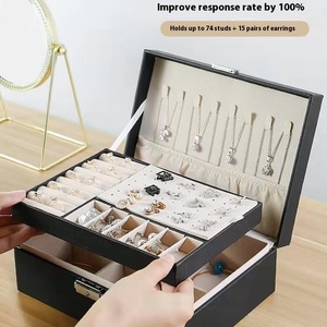 New Double-Layer <strong>Lockable</strong> Square Wooden Rectangle <strong>Jewelry</strong> <strong>Box</strong> Earring Storage Hand <strong>Jewelry</strong> <strong>Box</strong> Gift <strong>Box</strong> Wholesale - Product Image 5