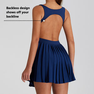 Falda de tenis para mujer, cómoda, de tela de nailon, con almohadilla para el pecho, corta, sin espalda, transpirable, para Fitness, deportes, Golf, novedad de 2000 - Product Image 4