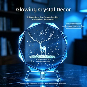 Lumière LED <span class=keywords><strong>en</strong></span> cristal octogonal gravée <span class=keywords><strong>en</strong></span> <span class=keywords><strong>3D</strong></span> avec base USB, cadeau personnalisé <span class=keywords><strong>en</strong></span> gros - Product Image 4