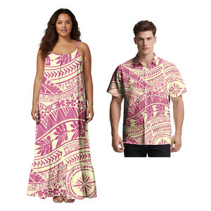 Conjuntos de Ropa a Juego para Parejas, Camisa Aloha para Hombre, Vestido Tipo Sling de Talla Grande para Mujer, Ropa Polinesia para Él y para Ella - Product Image 6