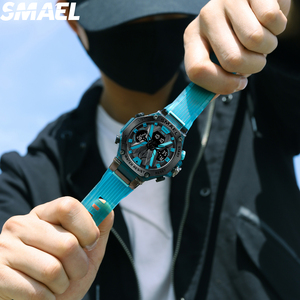 SMAEL 8087 Dual Display Quartz Watch ABS Alloy Shell 30-50M Waterproof PU Strap Multi Color Sports <b>Stop</b> Watch <b>Alarm</b> - Product Image 6