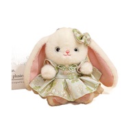 Porte-clés en peluche lapin à longues oreilles style chinois, adorable poupée en peluche lapin, breloque de sac à dos, cadeau en gros