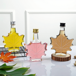 Bouteille en verre feuille d'<span class=keywords><strong>érable</strong></span> 50ML 100ML 250ML vide clair unique liqueur whisky fruit vin brandy tequila emballage de stockage - Product Image 1