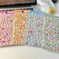 Ensemble d'autocollants gonflés personnalisés imperméables, mignons et kawaii, à motifs de nourriture, de bonbons et de desserts, pour la décoration des boîtes à lunch, la papeterie et les étiquettes cadeaux