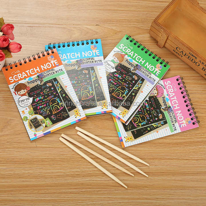 Scratch Note Pads Art Notebooks Rainbow Scratch Paper with 4 Drawing ...