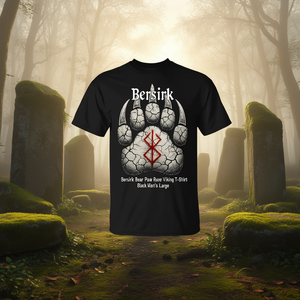 Berserk Bear Paw Rune Viking T-shirt noir pour hommes, taille L - Product Image 3