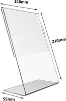 A5 personnalisé en forme de L pas cher clair 2 faces oblique dos 2.5mm épaisseur acrylique porte-affiche