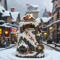 Maisons de village de Noël avec musique et LED et figurine de ski en mouvement Style artificiel en résine pour la décoration intérieure et l'utilisation de souvenirs