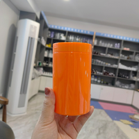 Flacon cylindrique noir en PET à large ouverture pour médicaments, pilules, vitamines et capsules, avec couvercle.