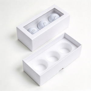 Caja de Regalo de Lujo para Pelotas de Golf de 2 Piezas, Rígida, con Logotipo Personalizado, Embalaje de Cartón, Grabado, Laminación Brillante/Mate, Forro de EVA Reciclable - Product Image 3