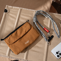 Sac bandoulière léger en nylon résistant à l'eau, petite pochette pour téléphone, sac de voyage multi-poches avec sangle en corde détachable