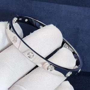 थोक फैशन गहने 18k सोने की प्लेटेड स्टेनलेस स्टील फुल डायमंड ज़िरकॉन चूड़ियों को महिलाओं के लिए क्यूफ बोंगल कंगन - Product Image 2