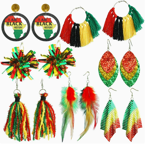Pendientes de Aro con Borlas Multimaterial de Color Africano para Celebración del Día de la Liberación Negra, Juneteenth, Pendientes de Moda para Mujer - Product Image 3