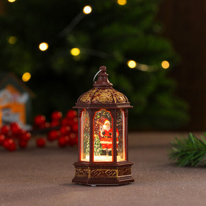 Nouveauté, lampe à vent hexagonale de Noël, ornement de table, lumière LED, cadeau de Noël pour enfants, décorations de fête de Noël - Product Image 1