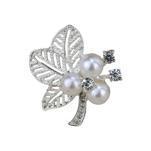 Broche en métal en forme de feuille avec strass, accessoire de mode féminin pour mariage, bijoux en alliage de zinc à motif végétal, DIY - Product Image 4