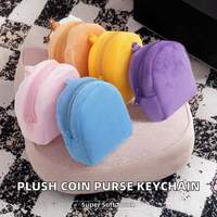 Porte-monnaie en peluche douce couleur bonbon, forme 3D, porte-clés, petits sacs tendance, sac à dos pour monnaie, portefeuille anti-perte, pendentif, portefeuille en peluche