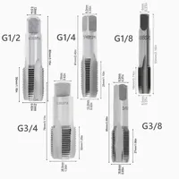 Tarauds de filetage G1/2, G1/4, G1/8, G3/8, G3/4, Plaque de filetage à 55 degrés, Tarauds G, Outils de filetage manuel pour réparation de filetage de tubes, Outils de filetage pour machines
